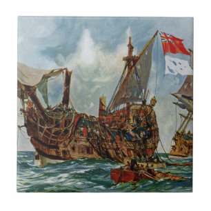 HMS Nottingham und Schlachtschiff Mars 1703 Fliese
