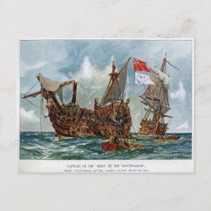 HMS Nottingham und Schlachtschiff Mars 1703 Postkarte