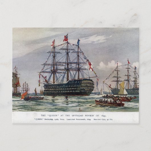 HMS Queen Battleship 1839 Postkarte (Vorderseite)