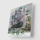 HMS Queen Battleship 1839 Quadratische Wanduhr (Winkel)