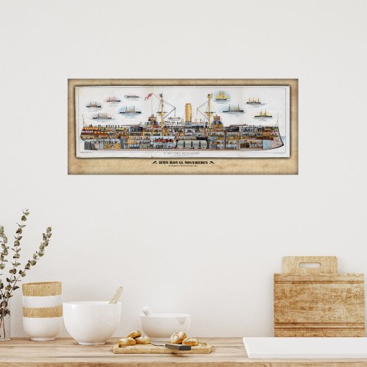 HMS Royal Sovereign Inboard Profile/Cutaway Poster (Küche)