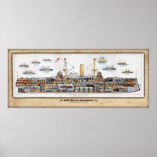HMS Royal Sovereign Inboard Profile/Cutaway Poster (Vorne)
