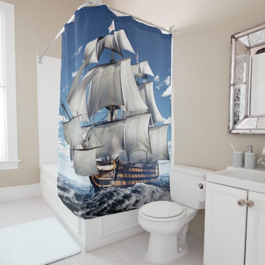 HMS Sieg, 3D computergenerierte Illustration. Duschvorhang (Beispiel)