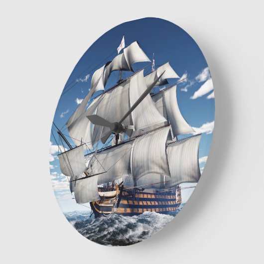 HMS Sieg, 3D computergenerierte Illustration. Große Wanduhr (Winkel)