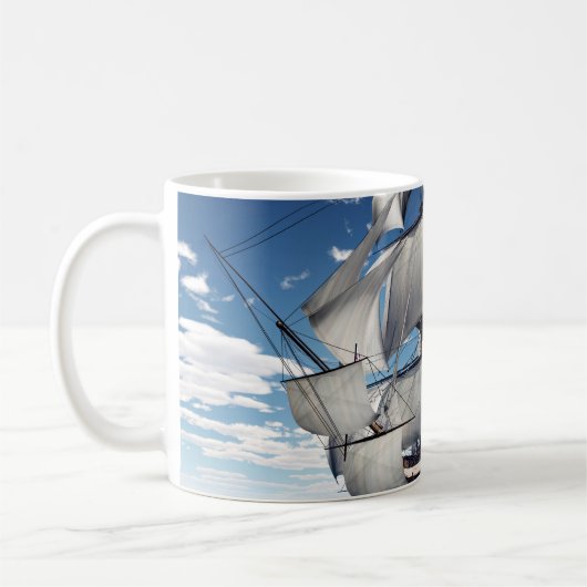 HMS Sieg, 3D computergenerierte Illustration. Kaffeetasse (Links)