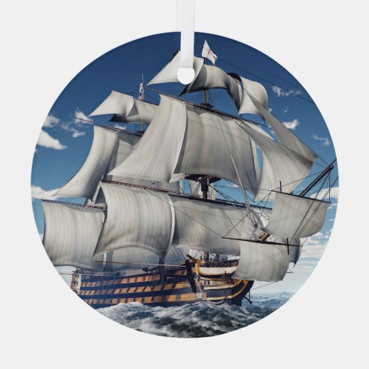 HMS Sieg, 3D computergenerierte Illustration. Ornament Aus Glas (Rückseite)