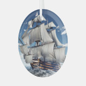 HMS Sieg, 3D computergenerierte Illustration. Ornament Aus Glas (Vorderseite links)