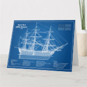 HMS-Sieg - Pläne für den Schiffsbau ABD Dankeskarte (Vorderseite)