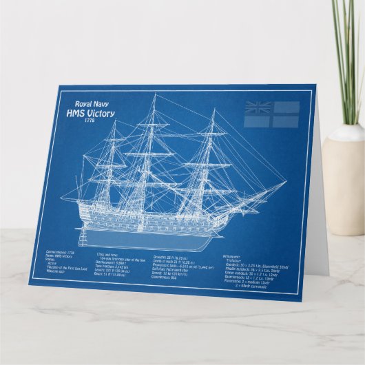 HMS-Sieg - Pläne für den Schiffsbau ABD Dankeskarte (Vorderseite)