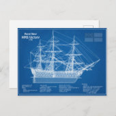 HMS-Sieg - Pläne für den Schiffsbau ABD Postkarte (Vorne/Hinten)