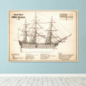 HMS-Sieg - Pläne für ein Konzept für Schiffe SD Leinwanddruck (Insitu (Holzboden))