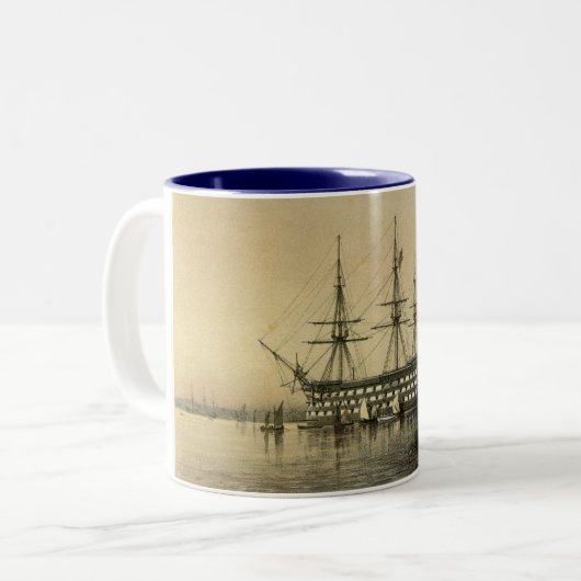 HMS-Sieg-Tasse Zweifarbige Tasse (Vorderseite Links)