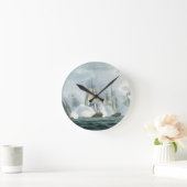 HMS Sirius, Captain Rowse engaging a French Squadr Runde Wanduhr (Zuhause)