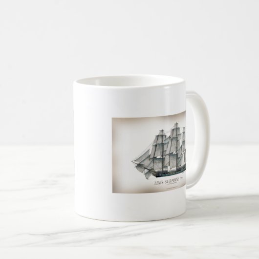 HMS-Überraschung 1796 gealtert Kaffeetasse (VorderseiteRechts)