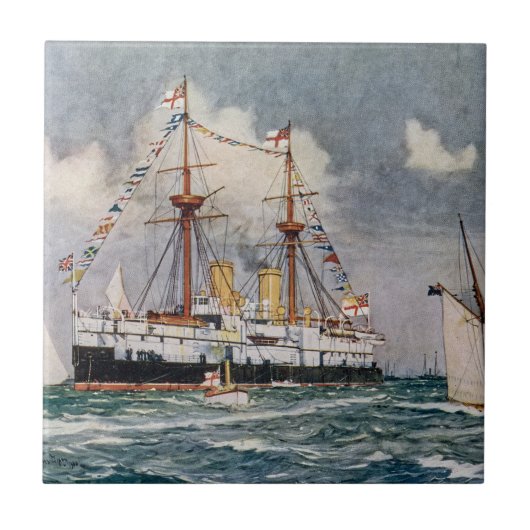 HMS Unflexible Eisenbahn-Schlachtung 1876 Fliese (Vorderseite)