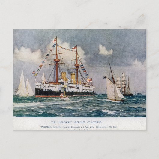 HMS Unflexible Eisenbahn-Schlachtung 1876 Postkarte (Vorderseite)
