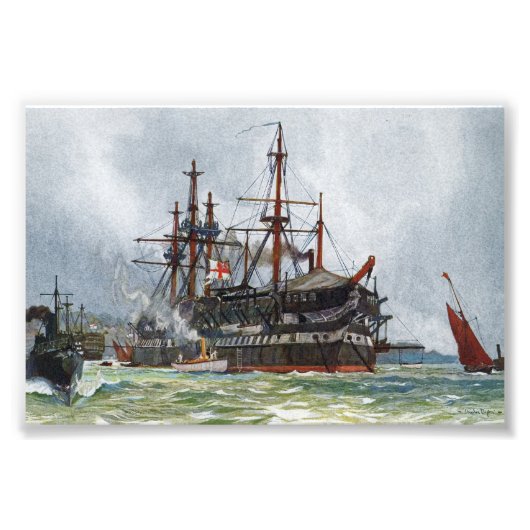 HMS Unversöhnlich ein Schiff mit 74 Kanonen und dr Fotodruck (Vorne)