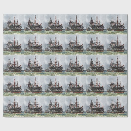 HMS Unversöhnlich ein Schiff mit 74 Kanonen und dr Geschenkpapier (Flach)