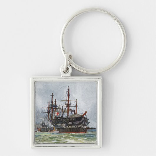 HMS Unversöhnlich ein Schiff mit 74 Kanonen und dr Schlüsselanhänger (Vorne)