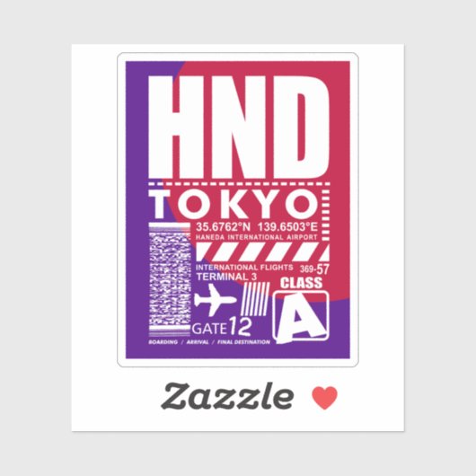 HND Airport Tokyo Aufkleber (Blatt)