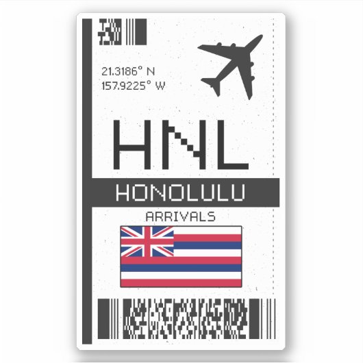 HNL Honolulu Boarding Pass - Hawaii Travel Aufkleber (Vorderseite)