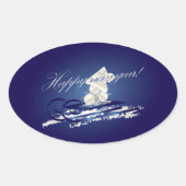 HNY sled Ovaler Aufkleber (Vorderseite)