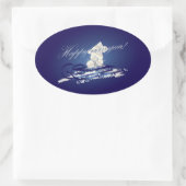 HNY sled Ovaler Aufkleber (Tasche)