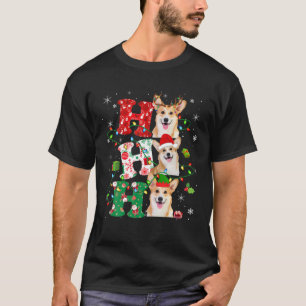 Ho3 Weihnachtsbeleuchtung Santa Elf Reindeer Corgi T-Shirt
