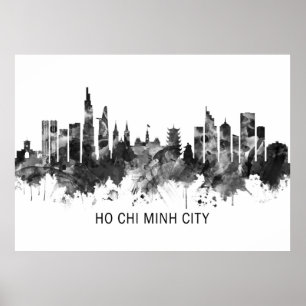 Ho Chi Minh City Vietnam Skyline BW Poster