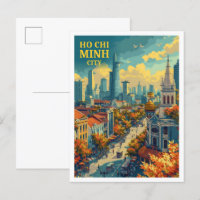 Ho Chi Minh City Vietnam Vintage Kunstillustration