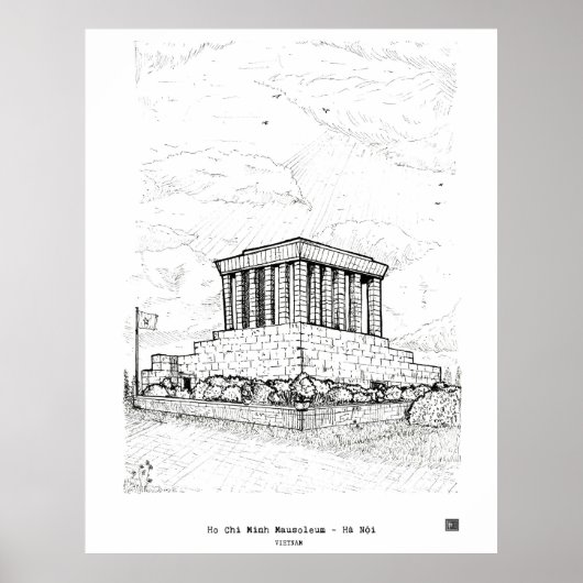 Ho Chi Minh Mausoleum Hanoi Vietnam Illustration Poster (Vorne)