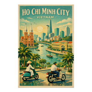 Ho-Chi-Minh-Stadt, Vietnam, in klassischem Retro-S Poster