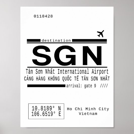 Ho Chi Minh Vietnam Airport Call Letters Poster (Vorne)