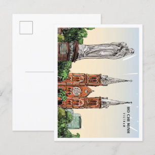 Ho Chi Minh Vietnam Skizzen Kunst Vintage Reise Postkarte