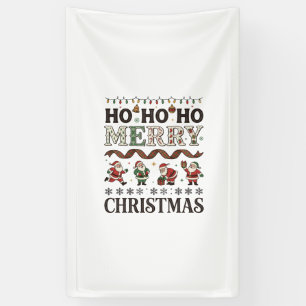Ho Frohe Weihnachten Santas Kariertes Band Banner