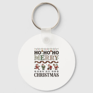 Ho Frohe Weihnachten Santas Kariertes Band Schlüsselanhänger