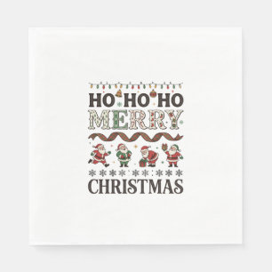 Ho Frohe Weihnachten Santas Kariertes Band Serviette