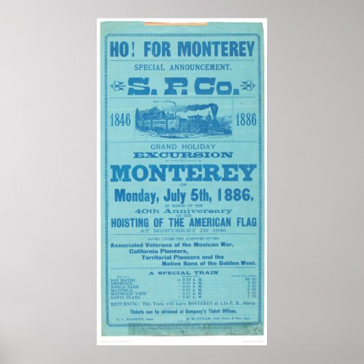 Ho für Monterey So. Werbung im Pazifik (1652A) Poster (Vorne)