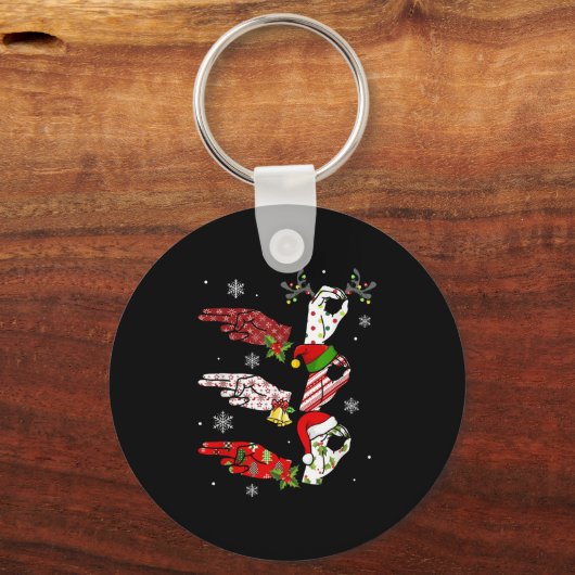 Ho Ho Asl Sign Language Deaf Pride Family Pajamas Schlüsselanhänger (Vorderseite)