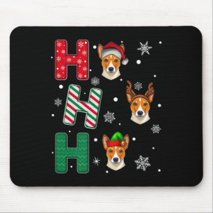 Ho Ho Basenji Dog Lover Matching Christmas Sant Mousepad
