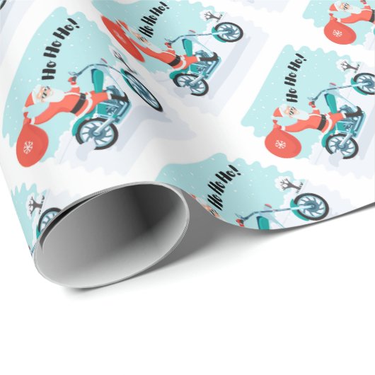 Ho Ho Biker Santa Wrapping Paper Geschenkpapier (Rolleneckpunkt)
