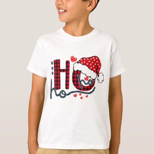 Ho Ho Buffalo Rote Karierte Weihnachtsmannmütze We T-Shirt (Vorderseite)