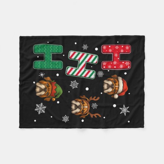 Ho Ho Bulldog Hund Lover Matching Christmas Sant Fleecedecke (Vorderseite (Horizontal))