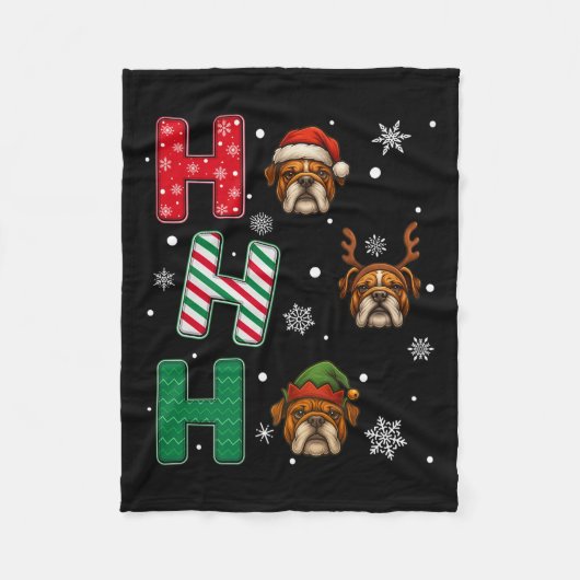 Ho Ho Bulldog Hund Lover Matching Christmas Sant Fleecedecke (Vorderseite)
