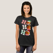 Ho Ho Bysketbyll Lights Weihnachtsmannmütze Reinde T-Shirt (Vorne ganz)