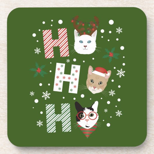 Ho Ho Cats Frohe Weihnachten Getränkeuntersetzer (Vorderseite)