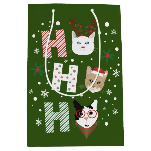 Ho Ho Cats Frohe Weihnachten Mittlere Geschenktüte (Vorderseite)