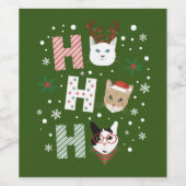 Ho Ho Cats Frohe Weihnachten Weinetikett (Einzelnes Label)