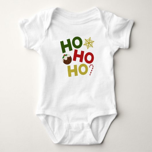 HO HO+Christmas Pudding, Candy, Snowflake Baby Strampler (Vorderseite)