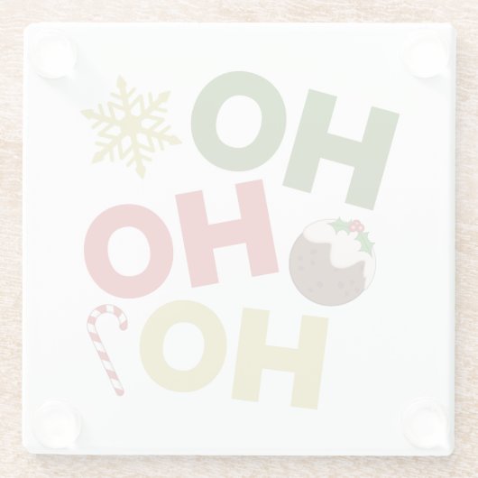 HO HO+Christmas Pudding, Candy, Snowflake Glasuntersetzer (Rückseite)